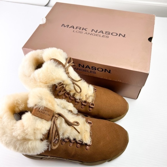 Mark Nason Boots women 6.5 Brown Block Chalet Sheep Shearling Memory Foam Winter - Picture 9 of 13